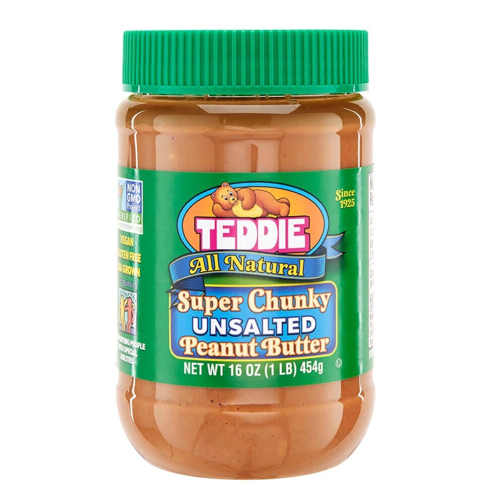 Teddie All-Natural Super Chunky Unsalted Peanut Butter, 16 oz