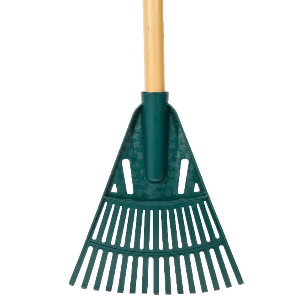 8" Plastic Shrub Rake with Wooden Handle