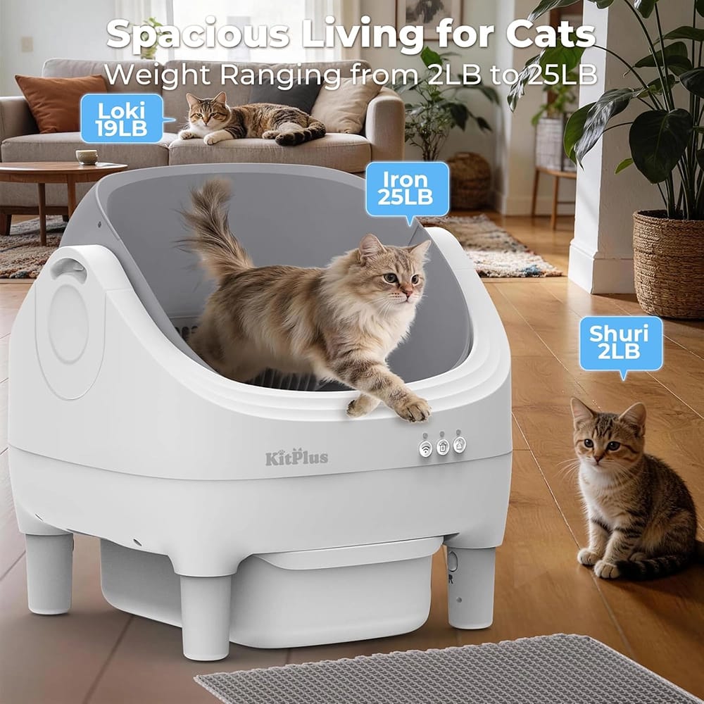 KitPlus Self Cleaning Litter Box, White