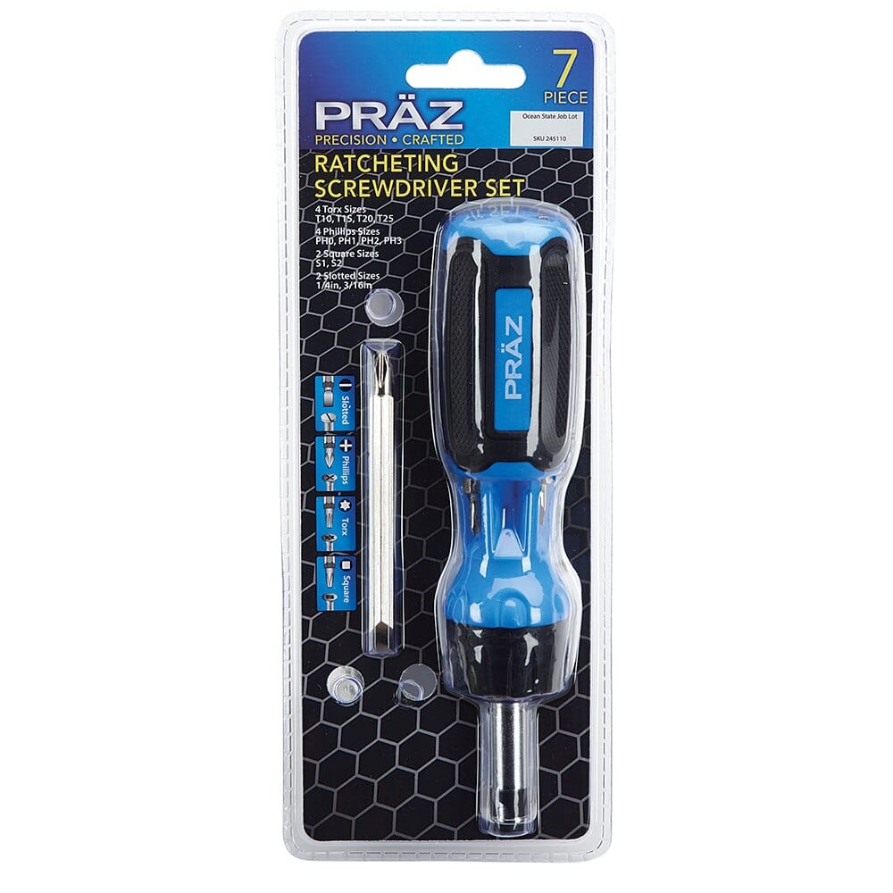 PRAZ Ratcheting Screwdriver Set, 7-Piece