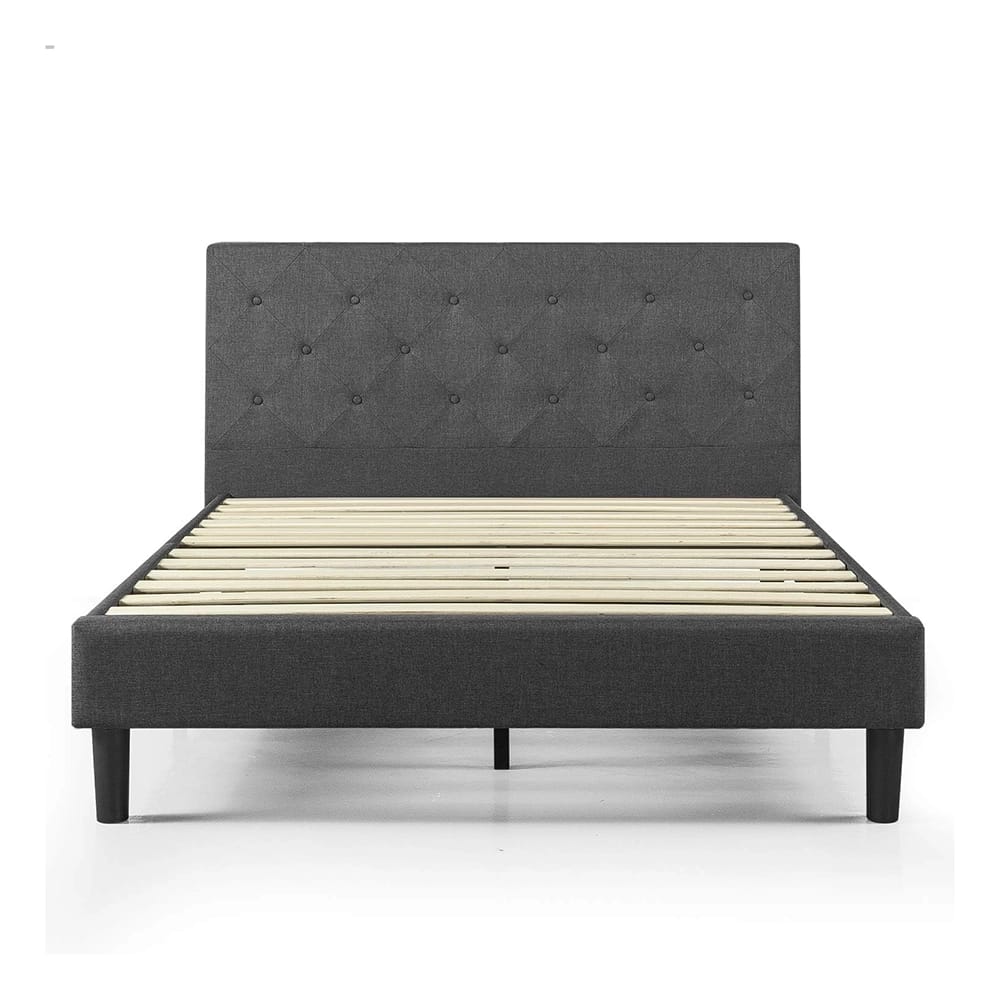 Zinus Shalini Upholstered Platform Bed Frame, King, Dark Gray
