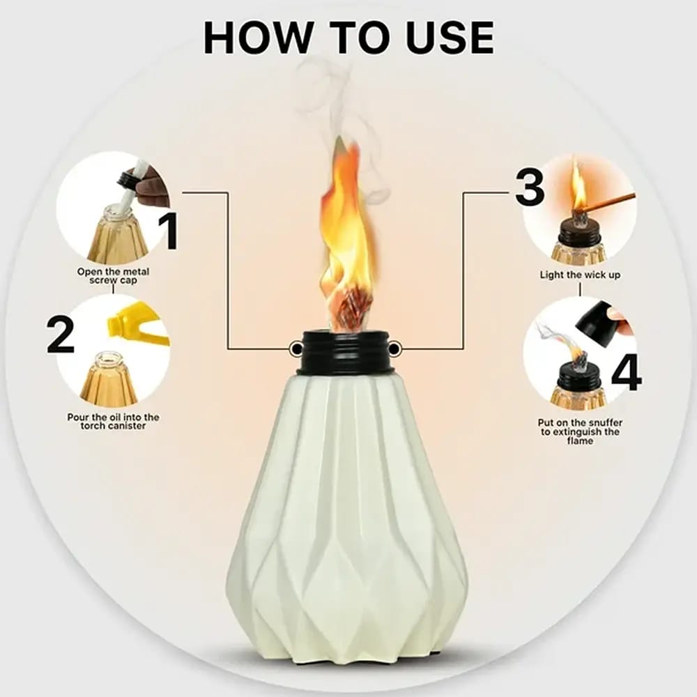 Decorative Glass Pineapple Table Torch, 3 Pack, White