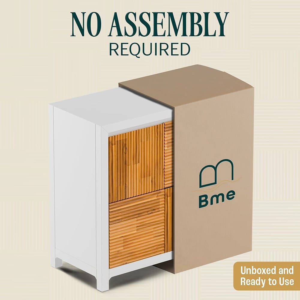 Bme Media 2-Door Cabinet, Ivory & Teak Brown