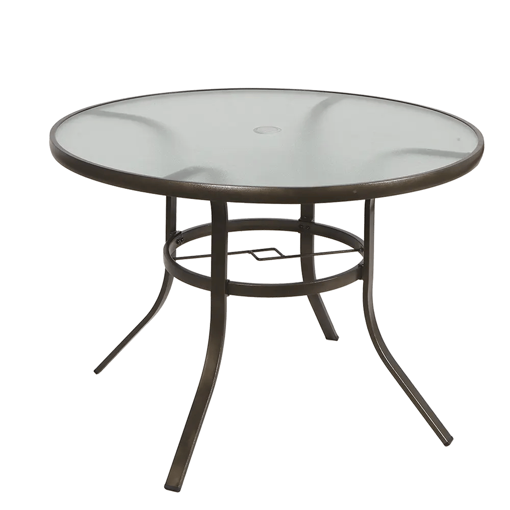 Round Bronze Finish Glass Top Patio Table, 40"