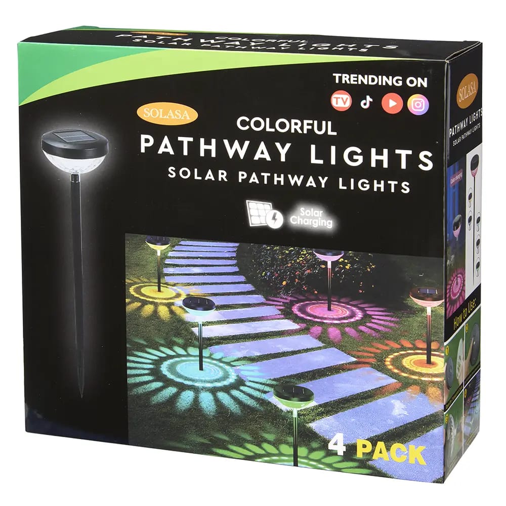 Solasa Colorful Solar Pathway Lights, 4 pk