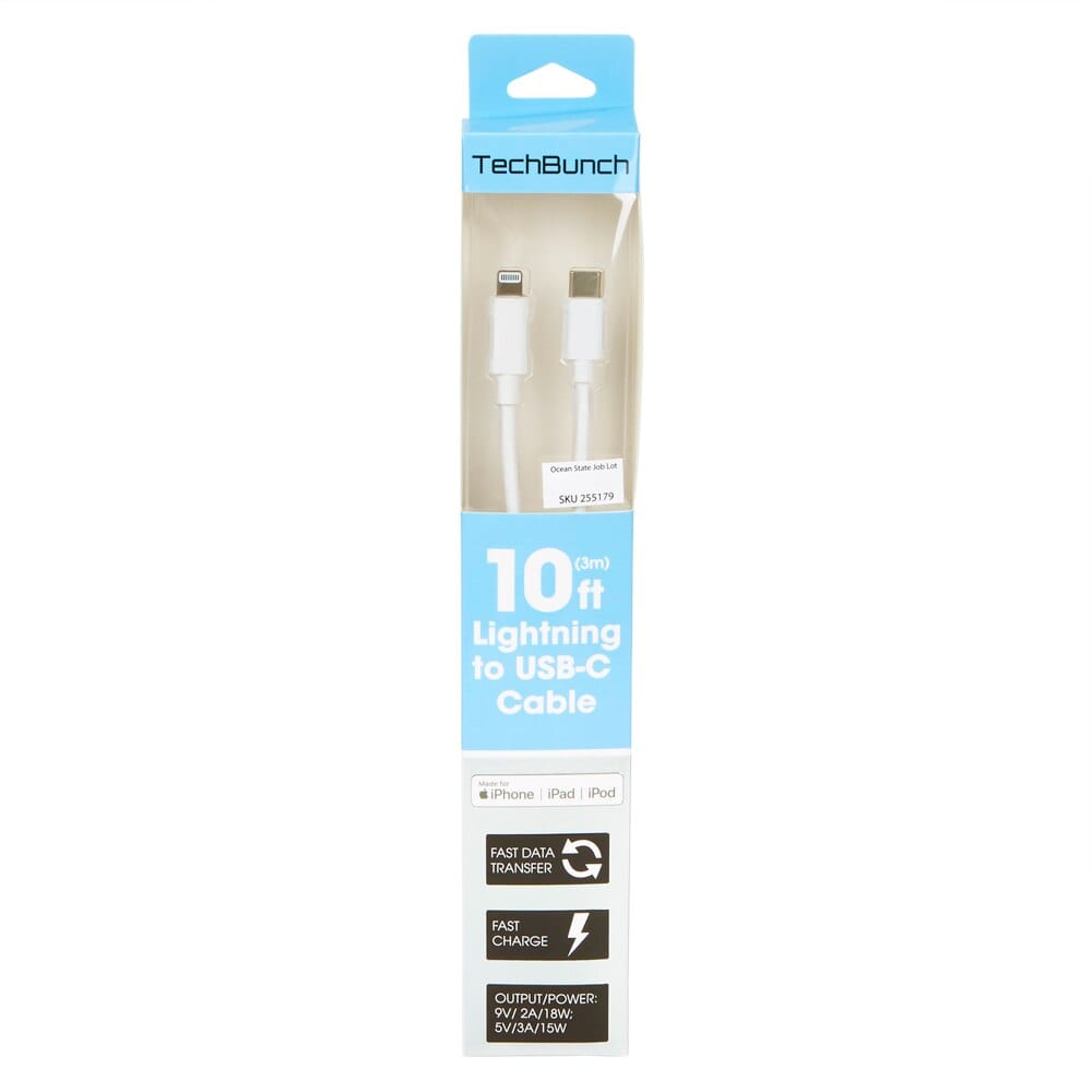 TechBunch Lightning to USB-C Charging Cable, 10'