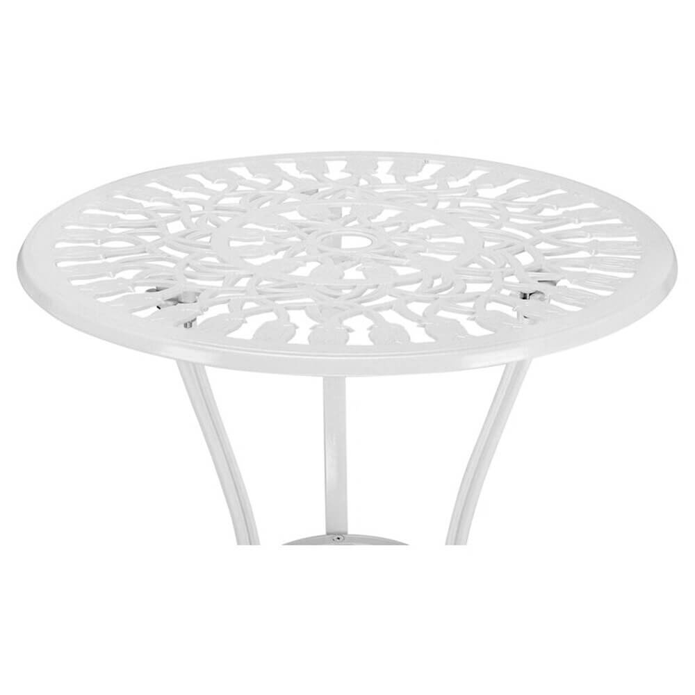 3-Piece Cast Aluminum Outdoor Bistro Set with Tulip Design, White