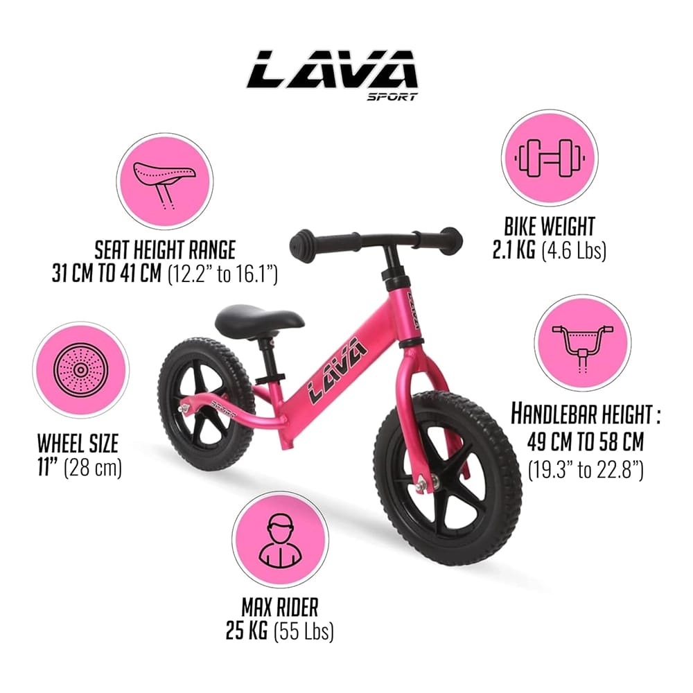 LAVA Sport Balance Bike, Hot Pink