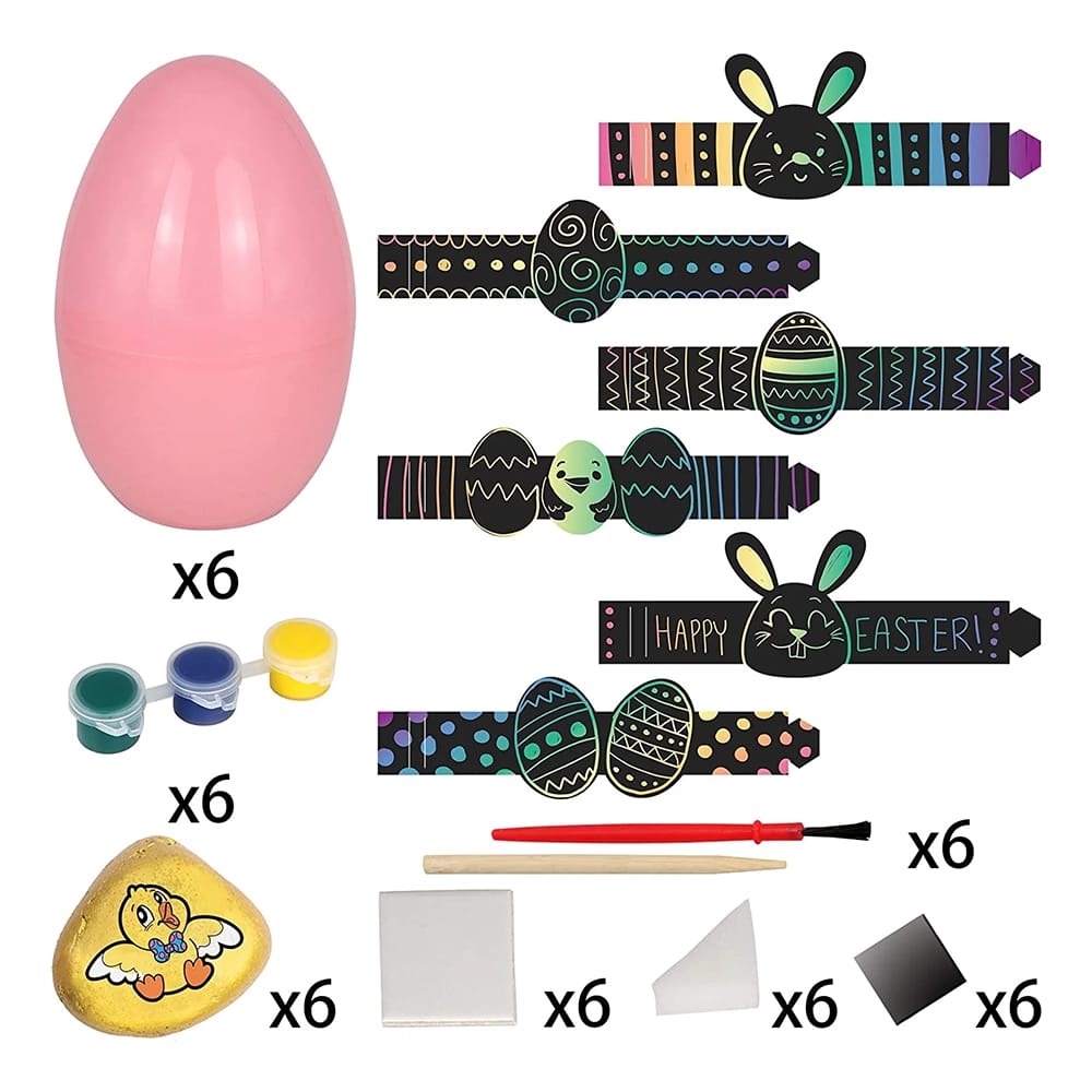 12-Piece Pre Filled Easter Eggs with DIY Art and Craft Rock Painting Kit