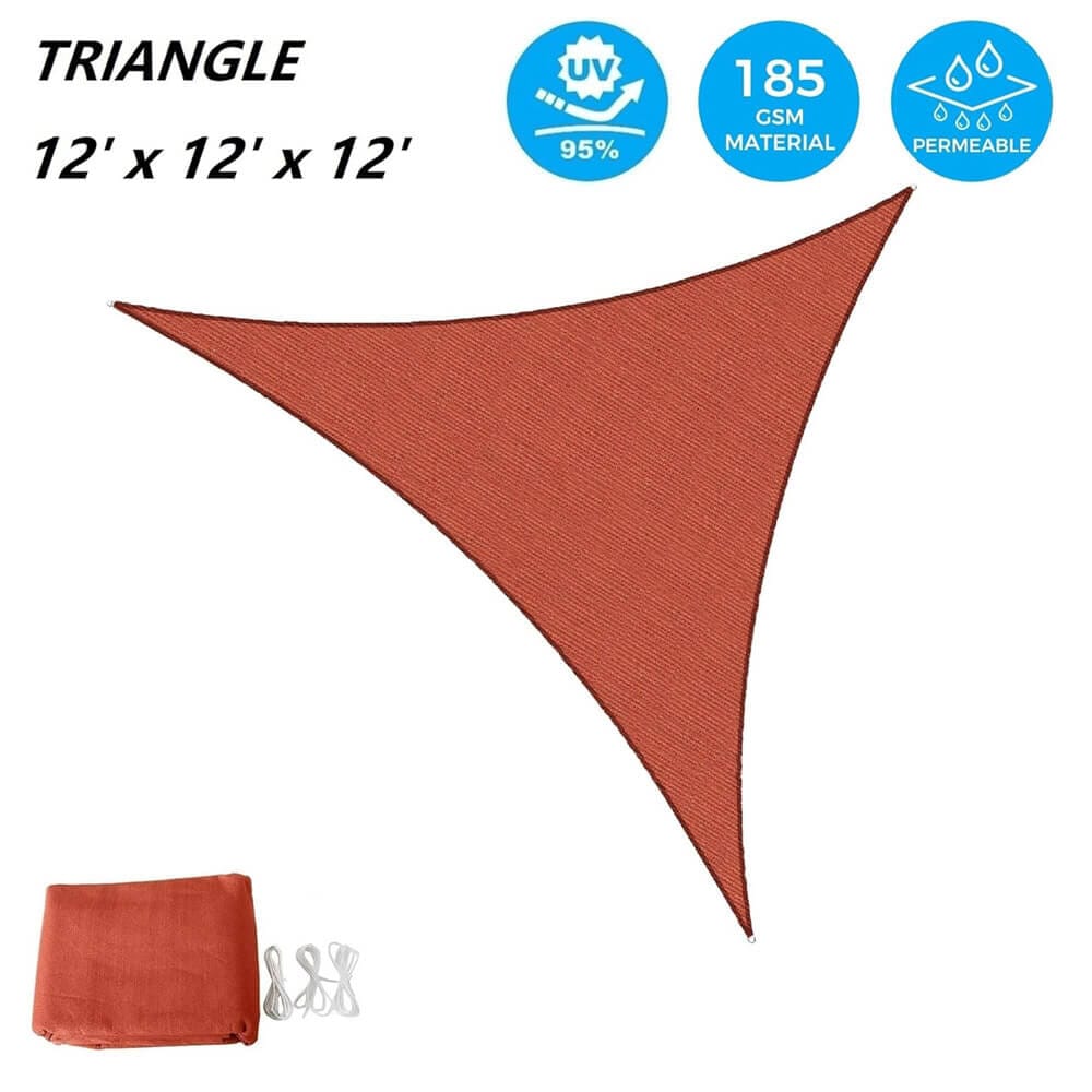 AsterOutdoor Triangular Sun Shade Sail, 12' x 12' x 12', Terra