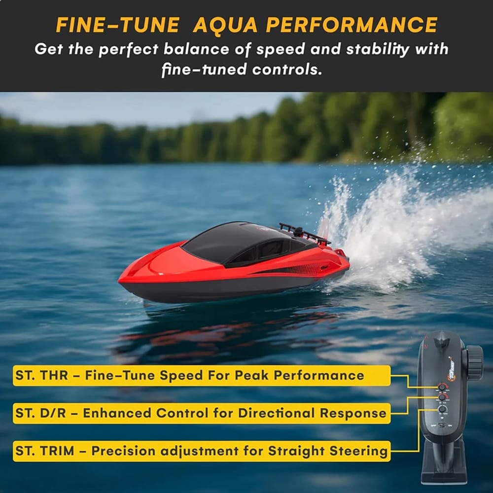 Top Race High-Speed Plastic RC Boat, Red