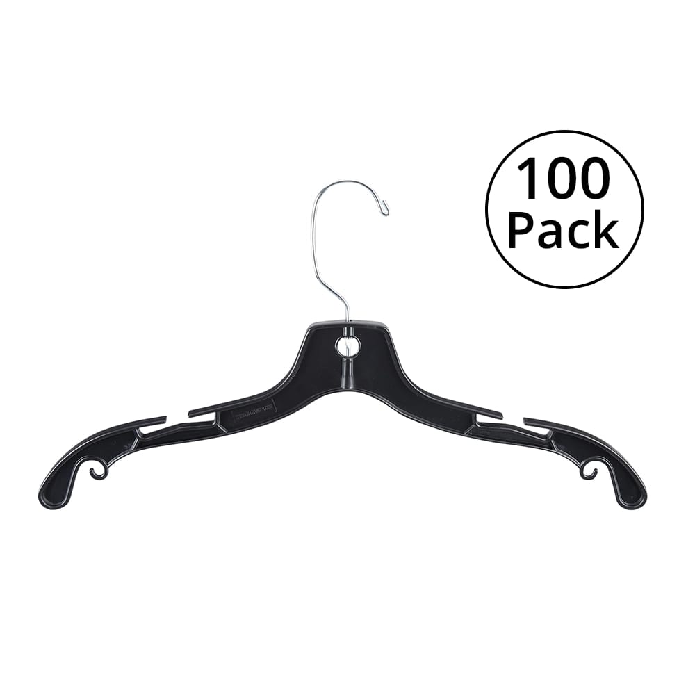 17" Hanger with Notches, Black, 100 Pack