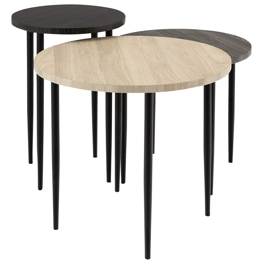 Walker Edison 3-Piece Round Nesting Coffee Table Set, Set of 3