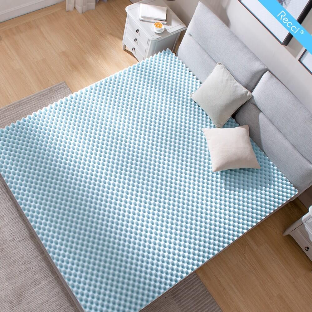 RECCI 2.5" Queen Egg Crate Memory Foam Mattress Topper