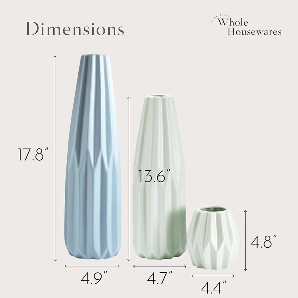 Whole Housewares Decorative Ceramic Vases, Set of 3