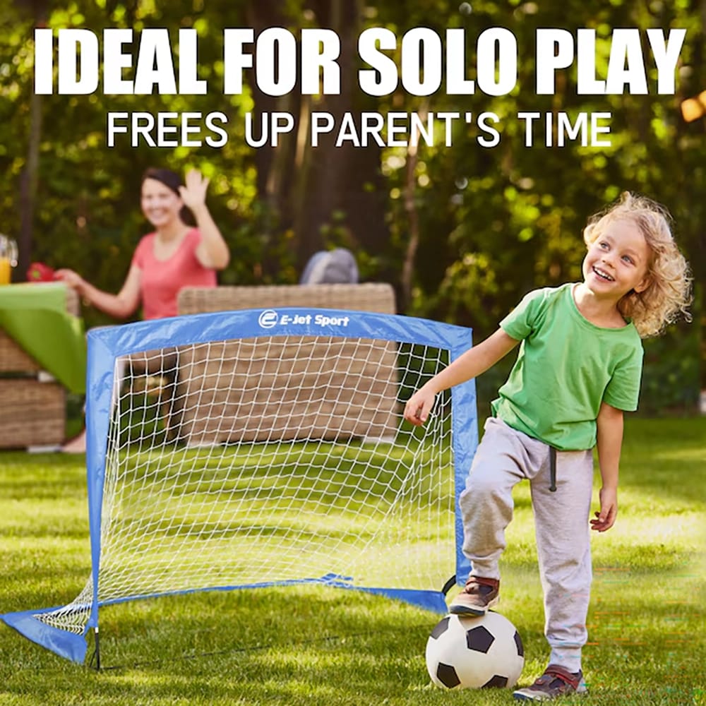 E-Jet Sport 4' x 3' Portable Quick Set Up Soccer Net, Blue, 2 Pack
