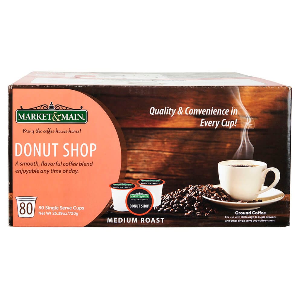 Market & Main Medium Roast Donut Shop Coffee, 80 Count