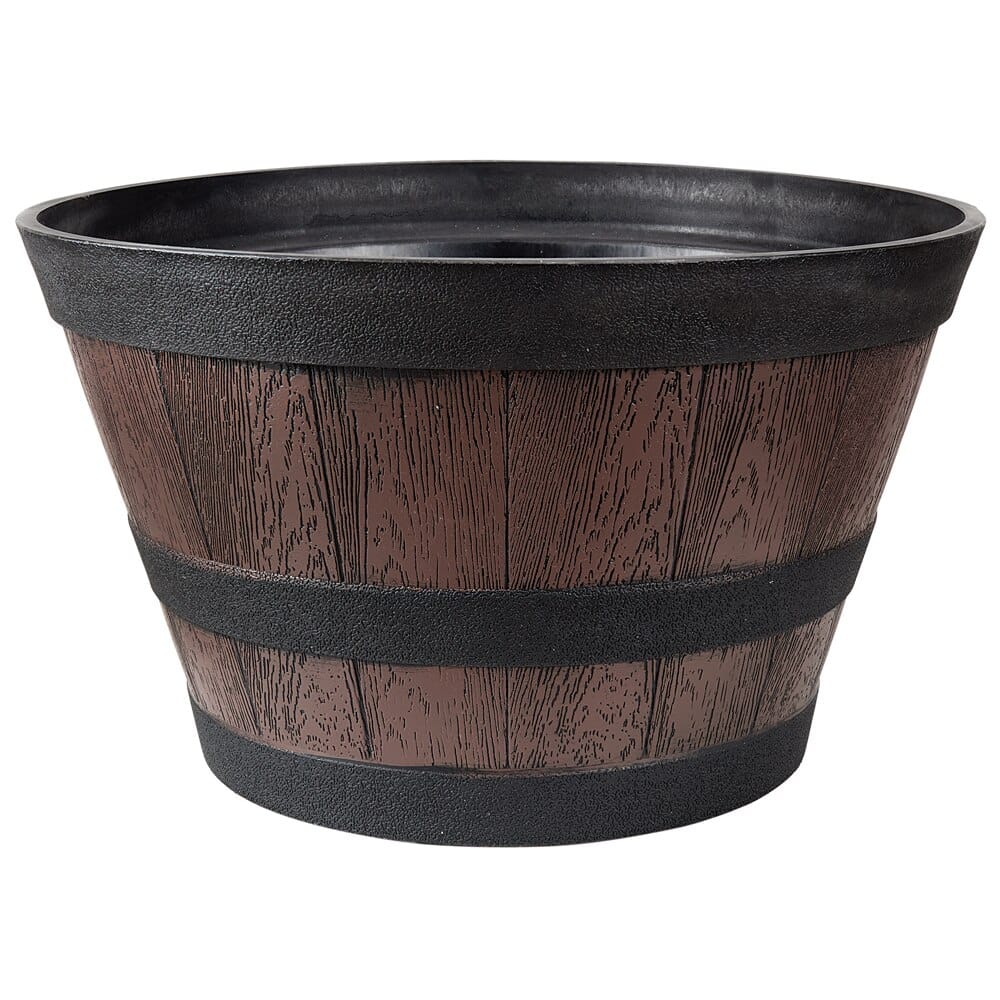 Whiskey Barrel Resin Planter, 20"