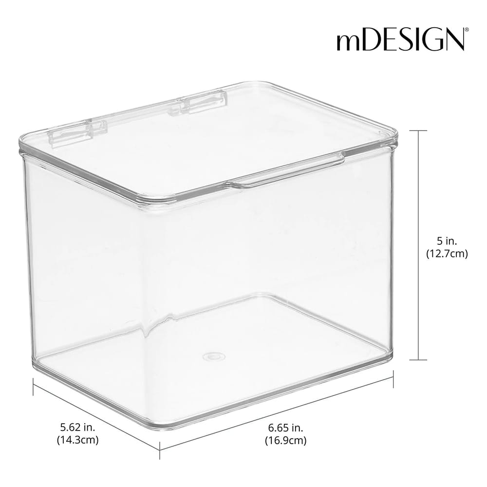 mDesign Plastic Storage Organizer Box with Hinge, 8 Pack