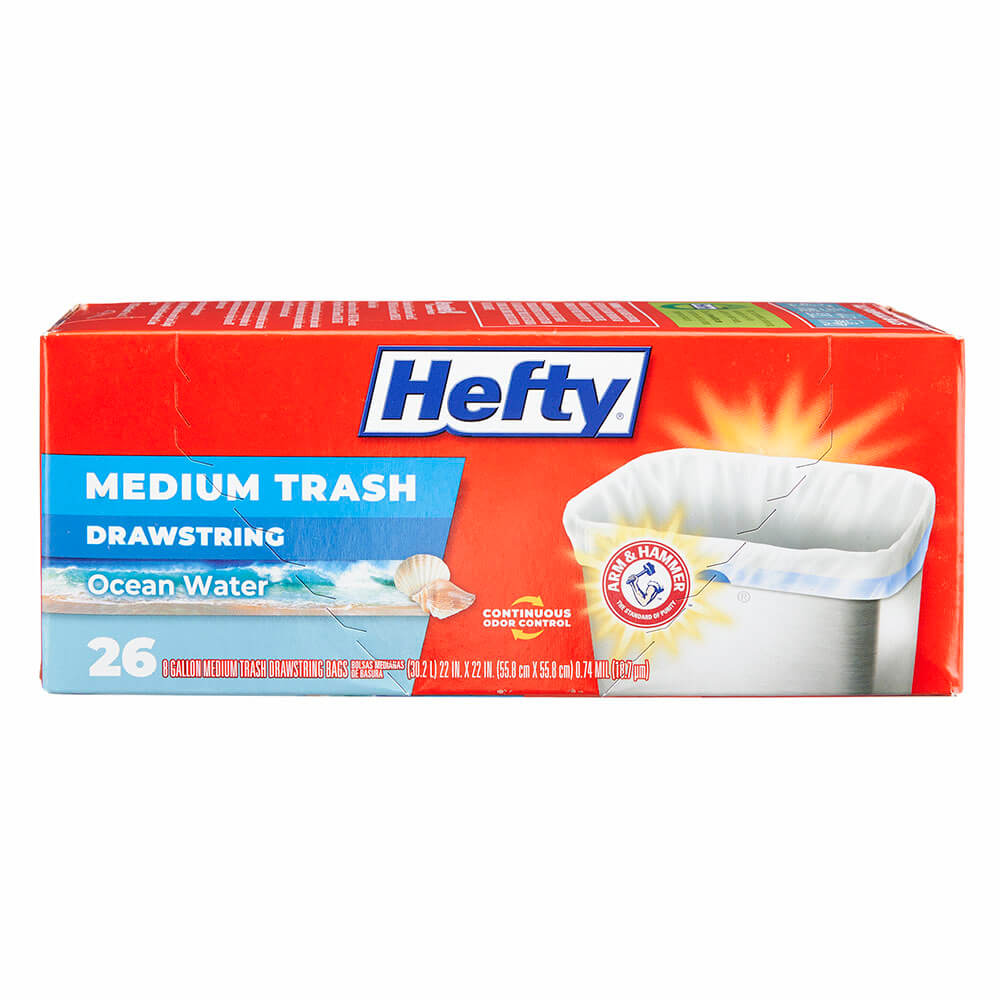 Hefty Medium Trash Ocean Water 8 Gallon Trash Bags, 26 Count