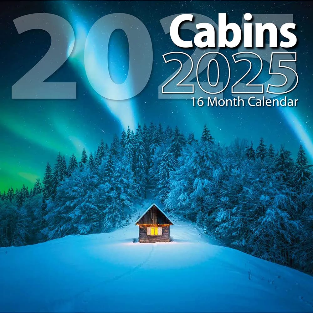 2025 Cabins Themed 16 Month Wall Calendar, 12"