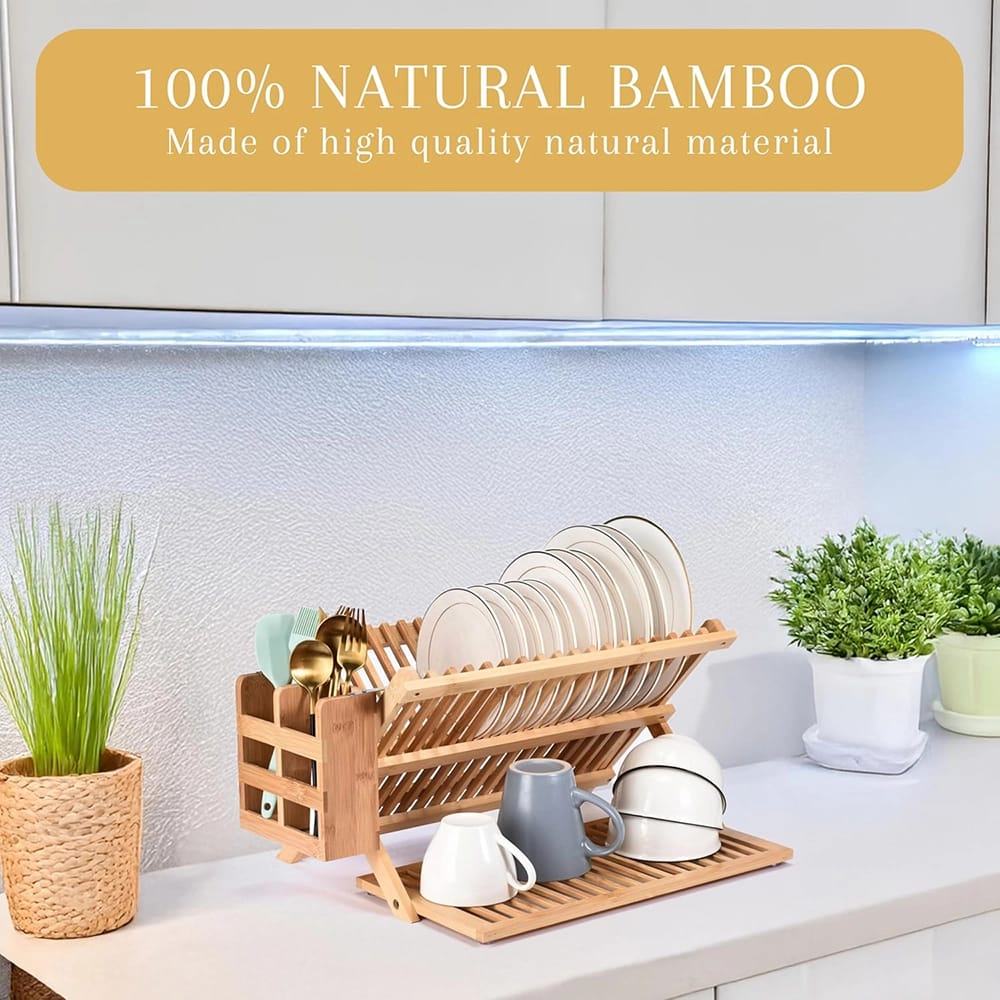 2LB Depot Collapsible Bamboo Dish Drying Rack