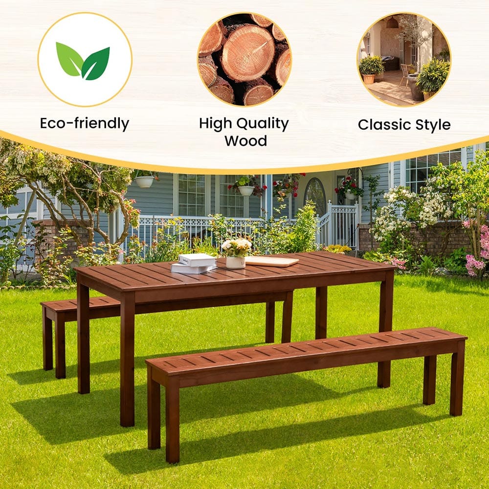 4-Person 69" Acacia Wood Picnic Dining Set