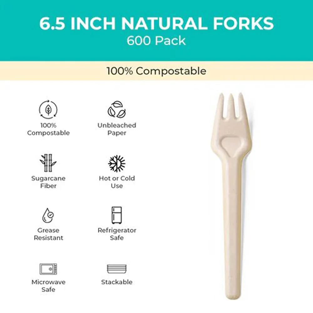 6.5" Renewable Fiber Paper Forks, 200 Count