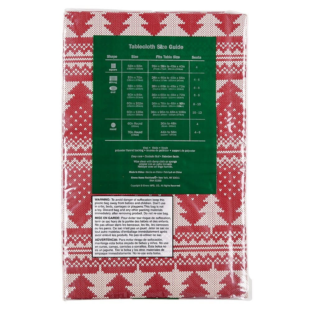 Seasons Greetings Holiday Vinyl Tablecloth with Flannel Backing