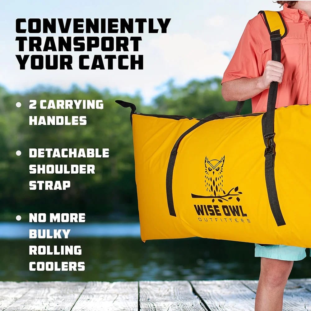 Wise Owl Outfitters Medium Insulated Fishing Bag, Yellow, 40" x 16"