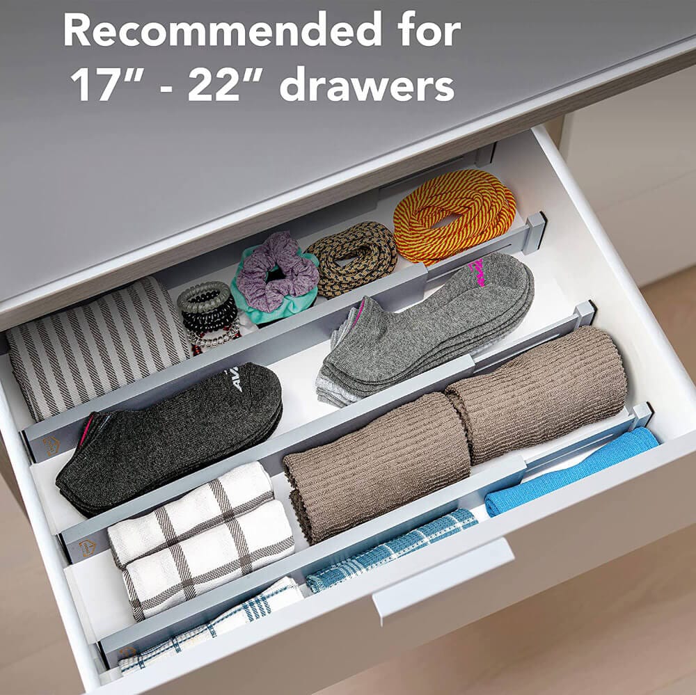 Homemaid Living 100% Bamboo Drawer Dividers, Set of 4, Gray