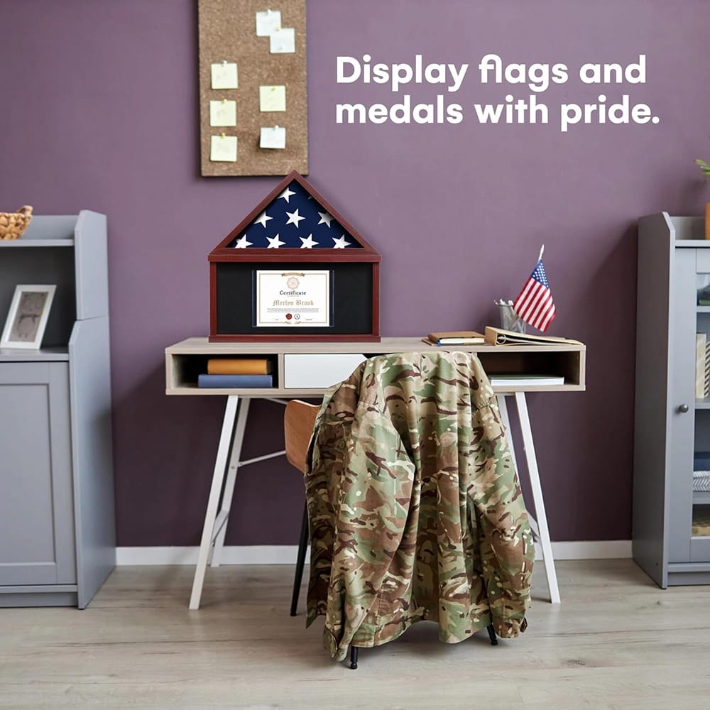 Winbold Large Flag Display Case, Mahogany