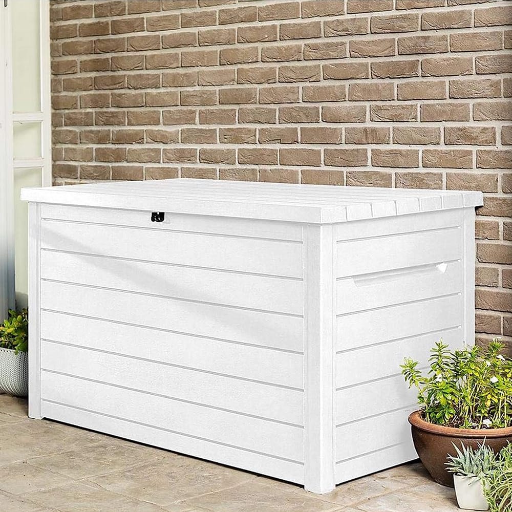 Keter XXL 230 Gallon Resin Outdoor Deck Box, White