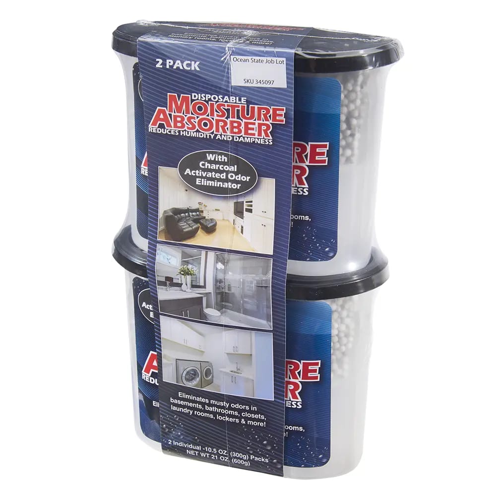 Disposable Moisture Absorber with Charcoal, 10.5 oz, 2 pk