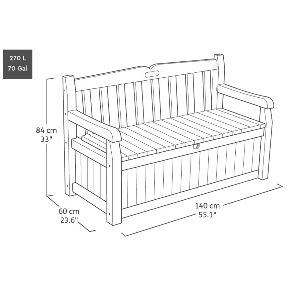 Keter Solana 70-Gallon Outdoor Storage Bench, Antrachite