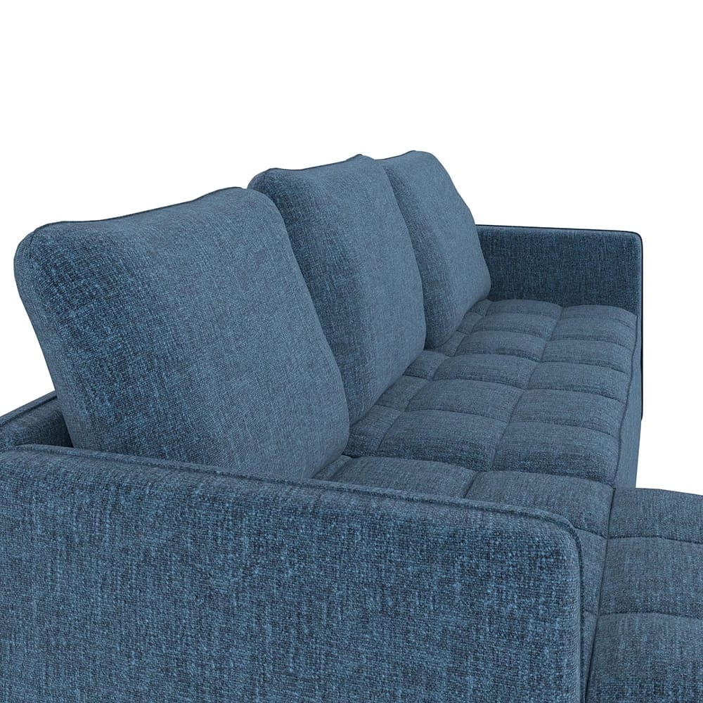 Dorel Home Xandor Modular Sectional Sofa with Storage Chaise, Blue Linen