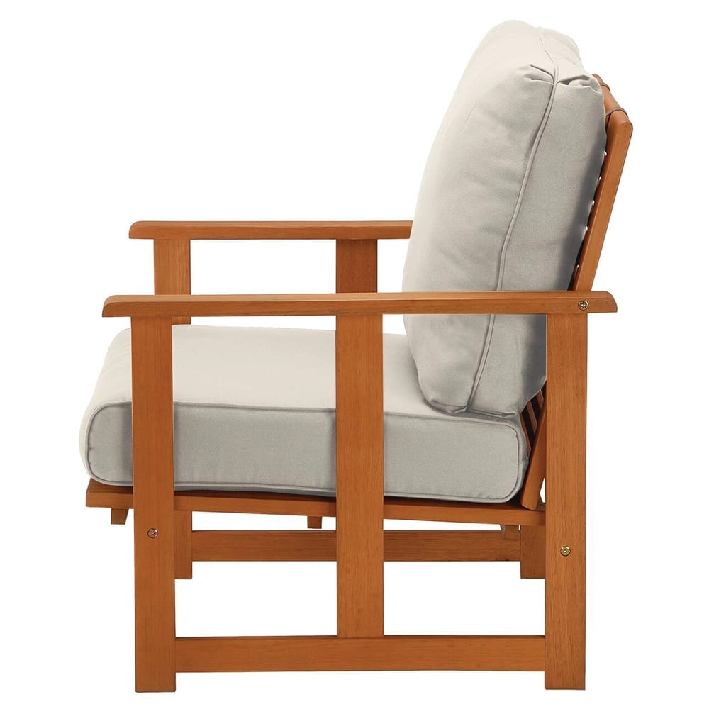 Eucalyptus Grandis Wood Cushioned Club Chair, Beige