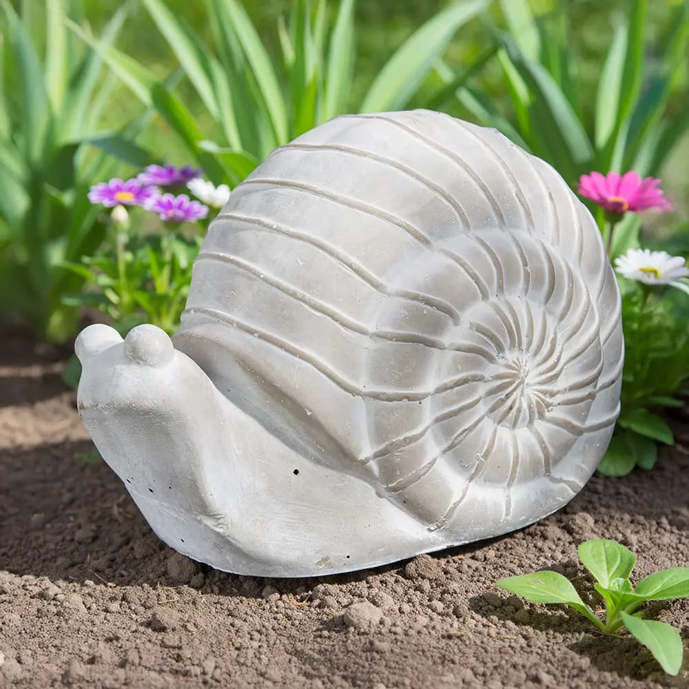 Snail Cement Statue, Gray
