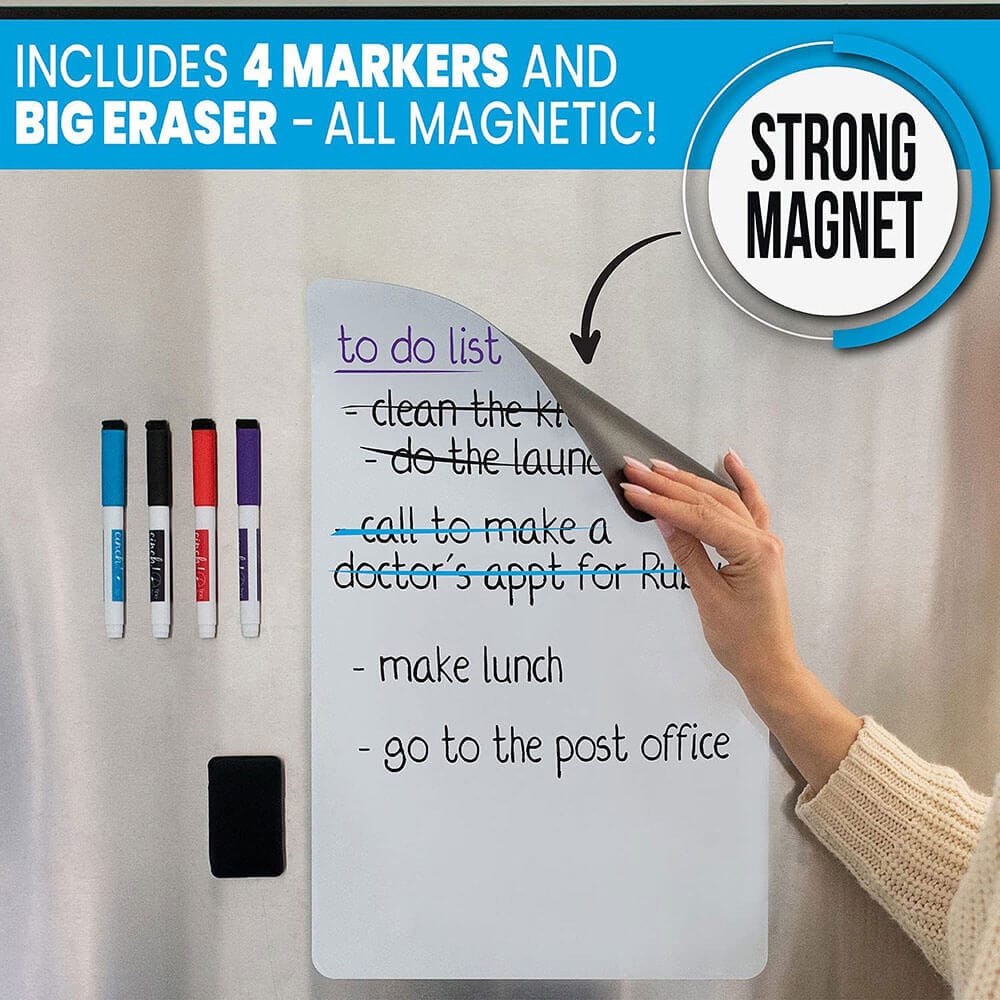 Cinch! 16" x 11" Magnetic Dry Erase Whiteboard Sheet for Kitchen Fridge