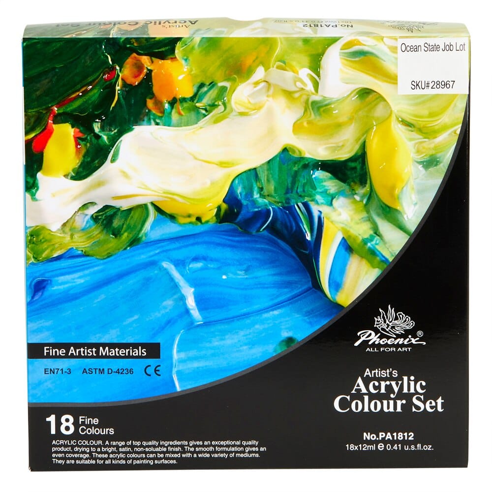 Phoenix Artist's Acrylic Colour Set, 18 Piece