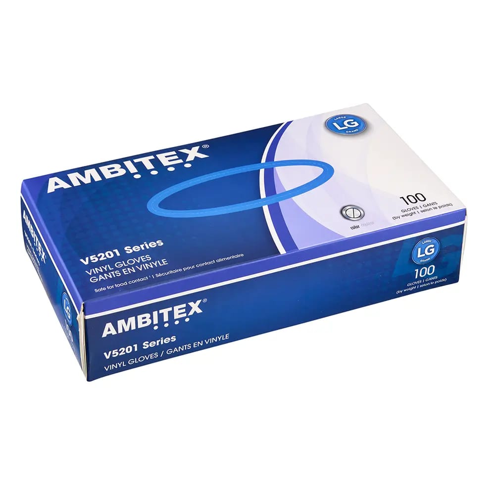 Ambitex Vinyl Gloves Large, 100ct.