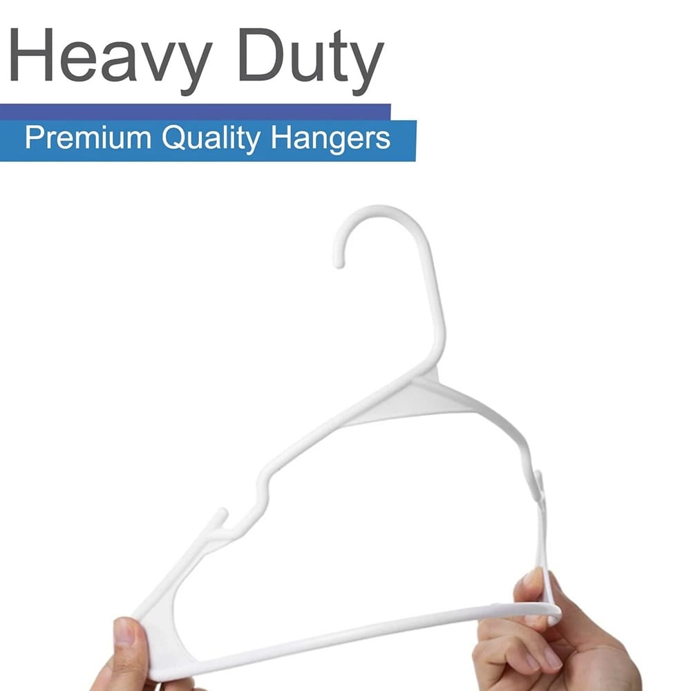 Heshberg Notched Plastic Hangers, White, 50 Pack