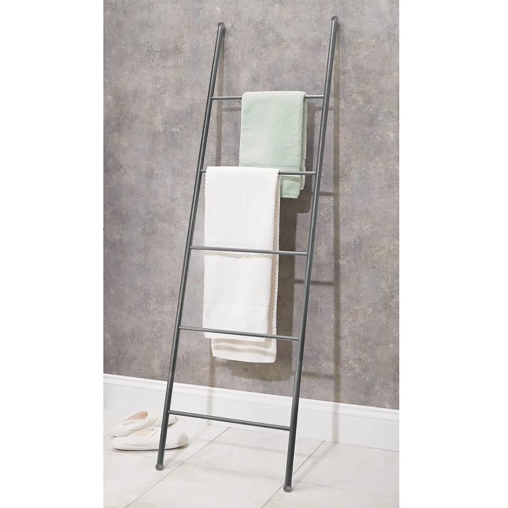 mDesign Metal Blanket & Towel Wall Ladder, Dark Gray