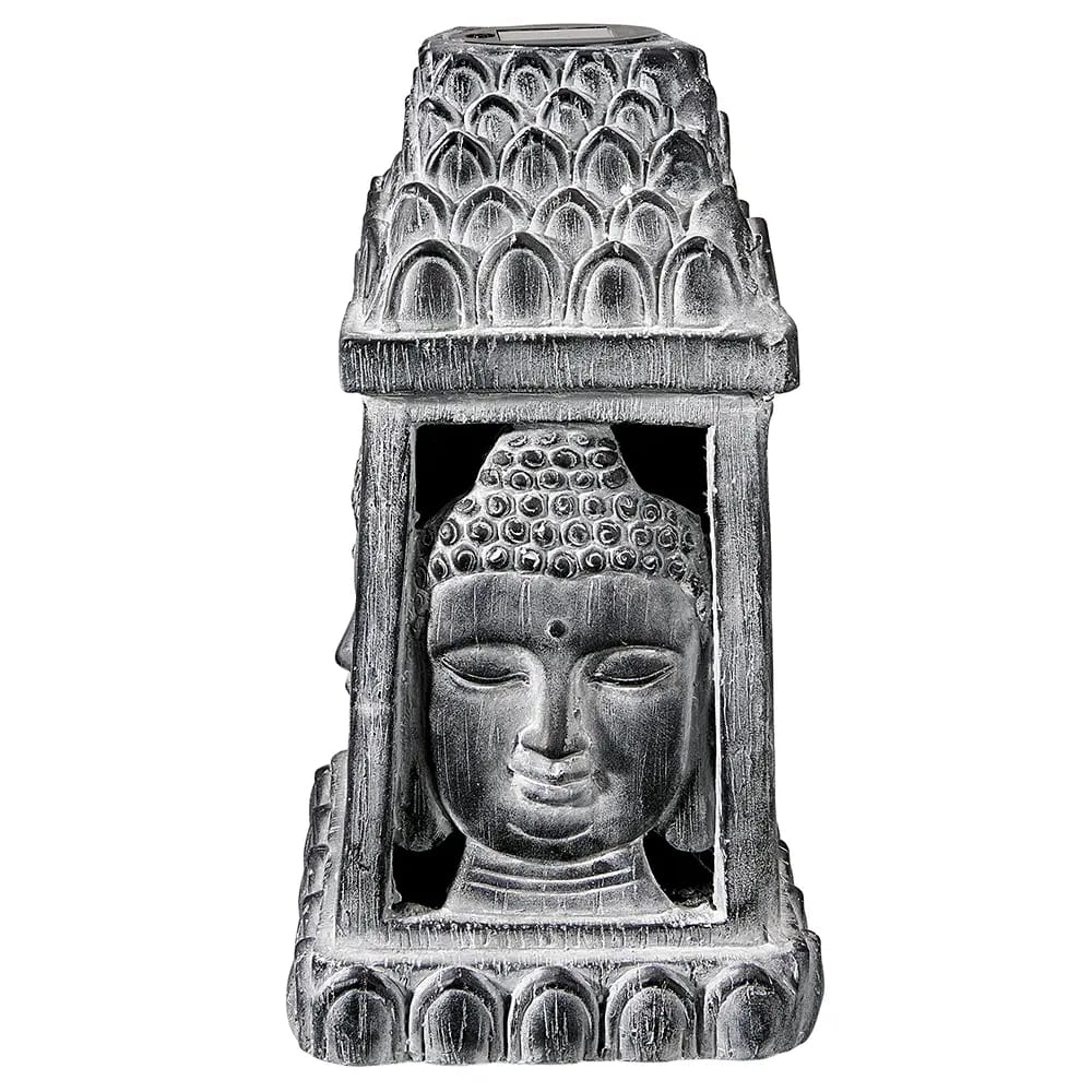 Solar Buddha Head Statue, 16"