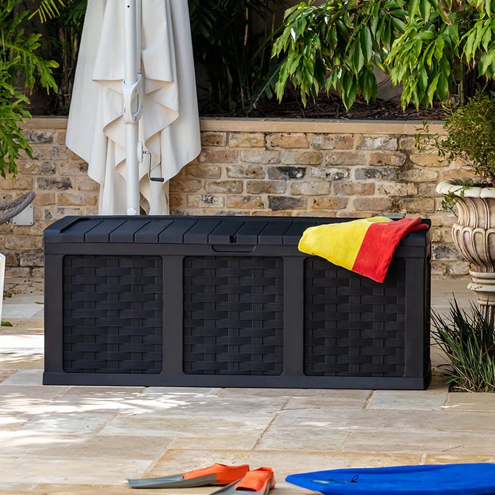 Extra Large Rattan Style Storage Box, Black, 153 Gal.