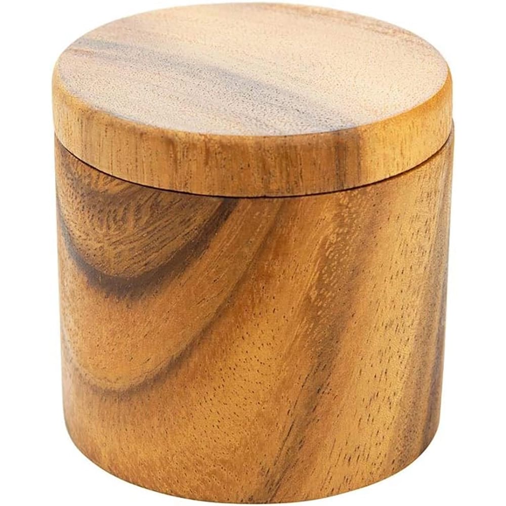 Villa Acacia Wood Salt Pot, Brown
