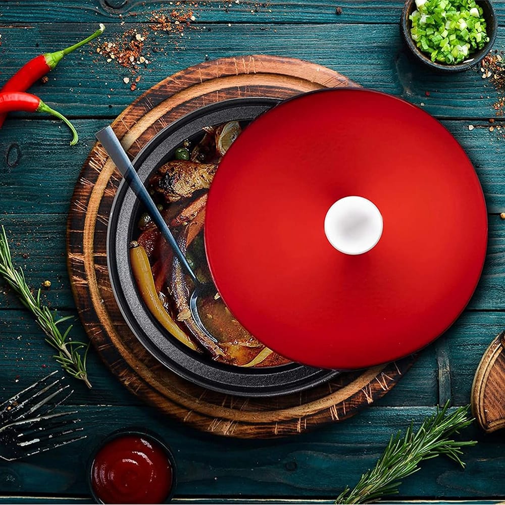 Bruntmor 3.5-Quart Moroccan Tagine, Red