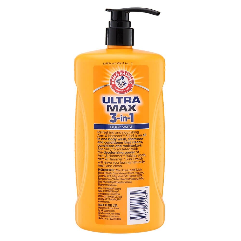 Arm & Hammer Ultra Max 3-in-1 Fresh Scent Body Wash with Baking Soda, 32 oz