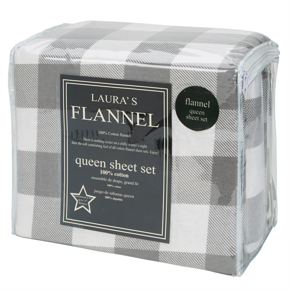 Laura's Flannel Queen Cotton Flannel Sheet Set, 4-Piece