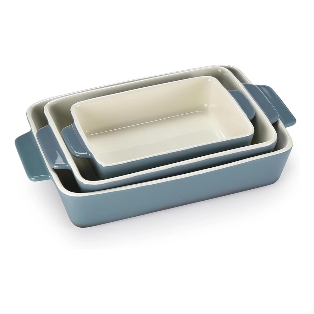Bruntmor Porcelain Bakeware Set, 3 Pack, Gray